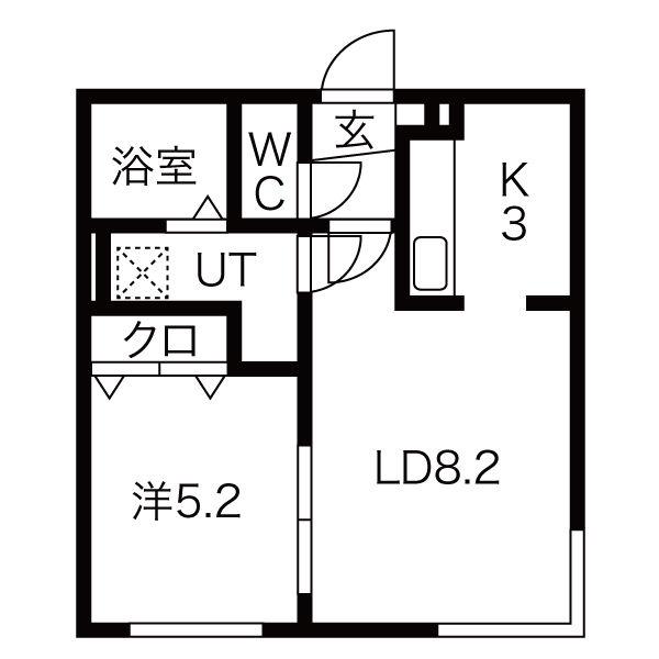 クリスタル・セレニティ(1LDK/1階)の間取り写真