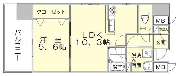 アソシアグロッツォ・タイムズスイート博多(1LDK/6階)の間取り写真