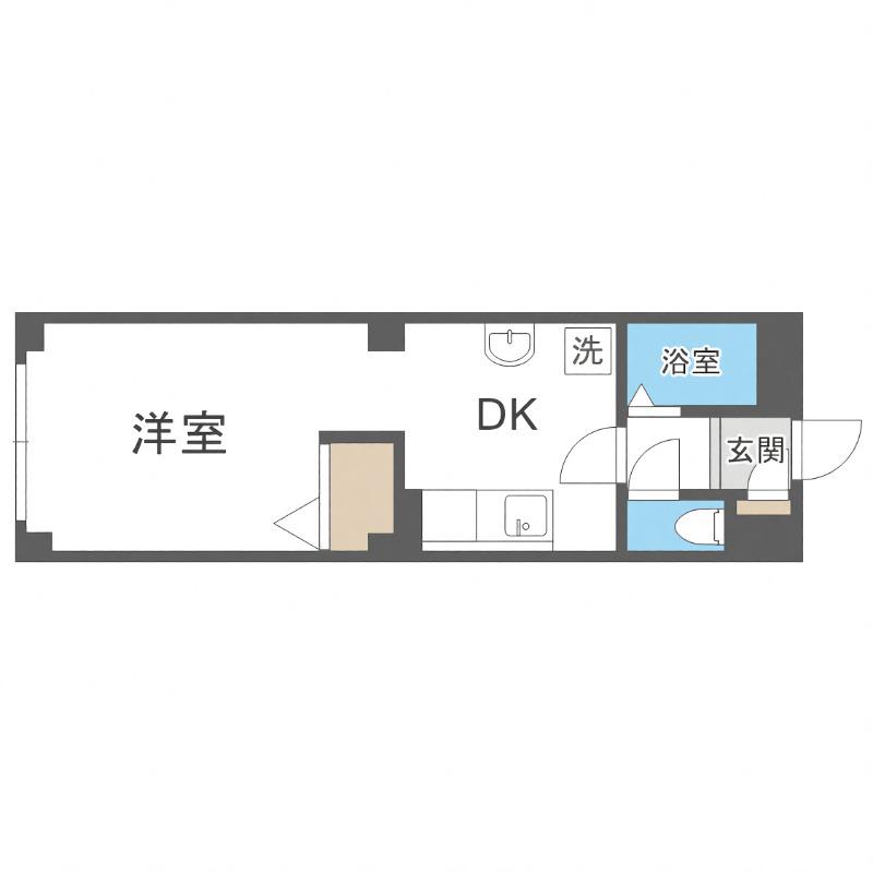 ベルハイム大谷地(1DK/2階)の間取り写真
