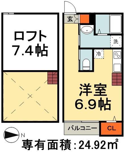エスカーダソガ(ワンルーム/1階)の間取り写真