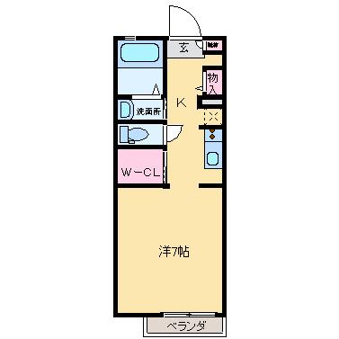 ソレアード(1K/2階)の間取り写真