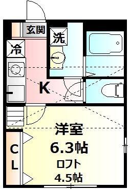 CASA ORISEI(1K/2階)の間取り写真