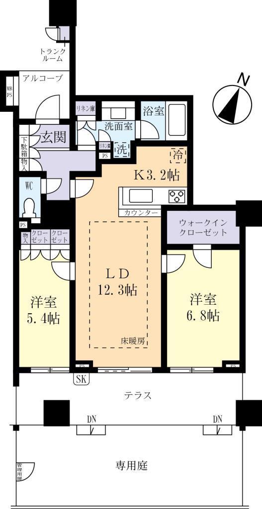ブランズシティ守谷115(2LDK/1階)の間取り写真