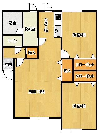 エント・ラーダ(2LDK/2階)の間取り写真