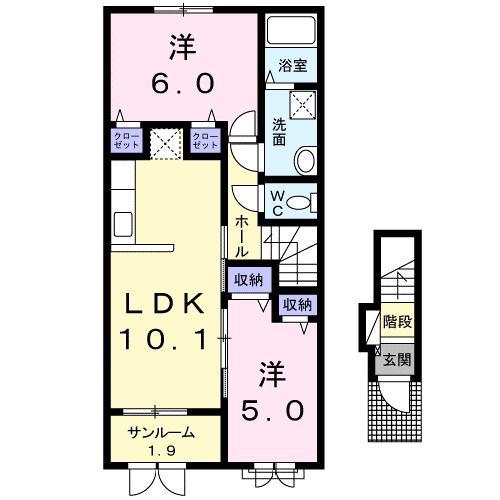 セントラルヒルズIII(2LDK/2階)の間取り写真