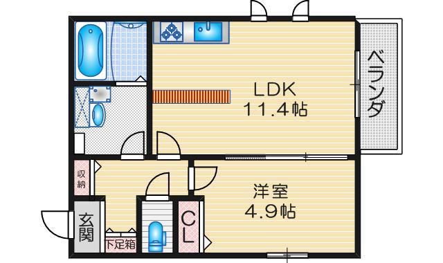 LILY BELL(1LDK/1階)の間取り写真