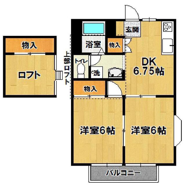 シャトーレ・イイダI(2DK/2階)の間取り写真