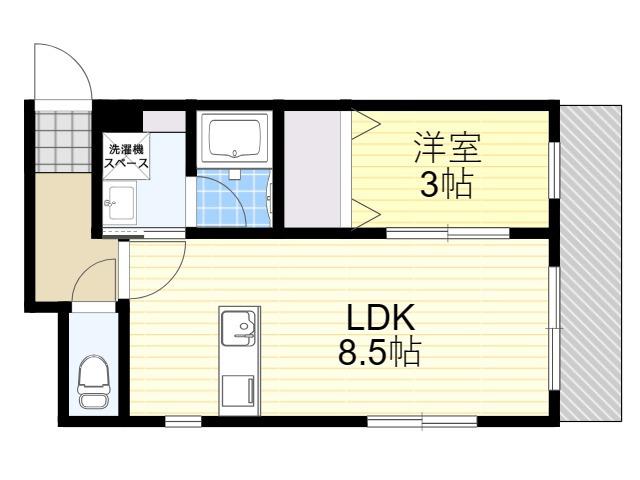 第3せいわ(1DK/4階)の間取り写真