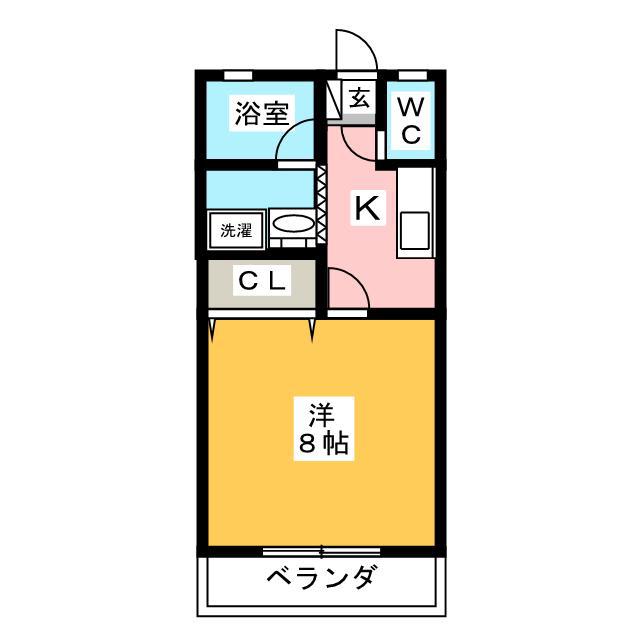 ソワサント(1K/1階)の間取り写真