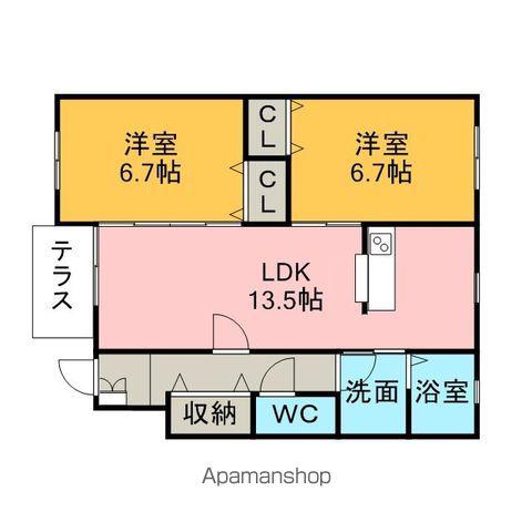 E-TOWNTOYOU(2LDK/1階)の間取り写真
