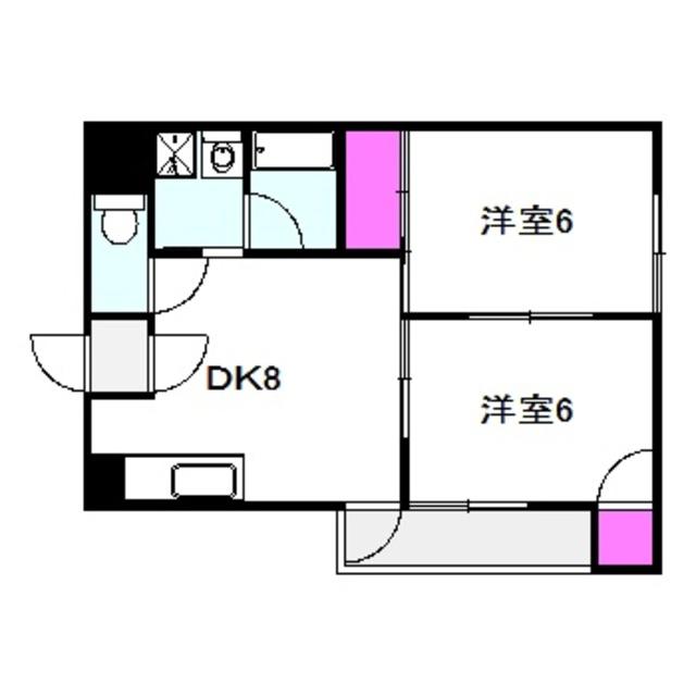 サンシャイン御幸(2DK/2階)の間取り写真