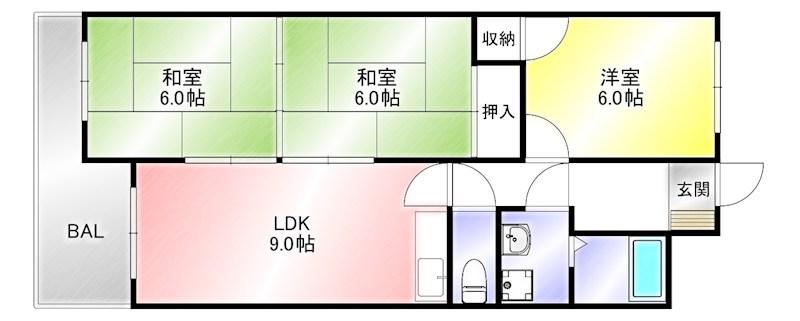 コーポKAZU(3LDK/2階)の間取り写真