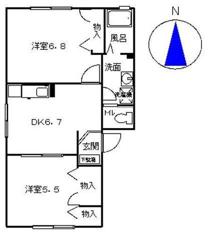 ファームサイドしょうろくB(2DK/1階)の間取り写真