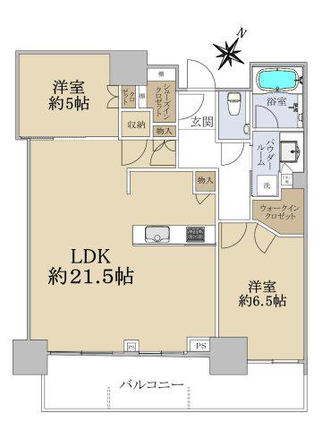 シティタワー神戸三宮(2LDK/39階)の間取り写真