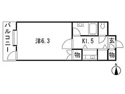 朝日プラザ新町(1K/2階)の間取り写真