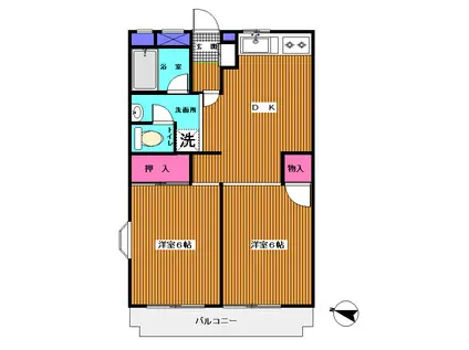 ウィスタリア54(2DK/3階)の間取り写真