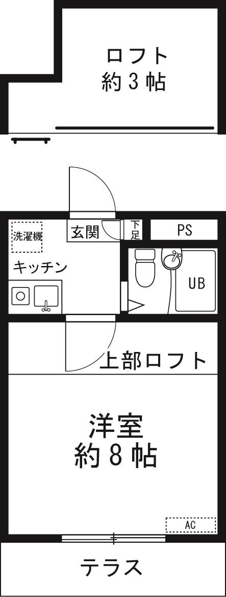 シティパレス毛呂山2(1K/1階)の間取り写真