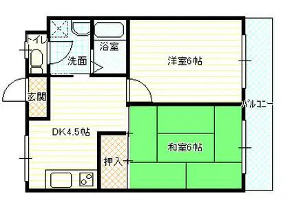増田ハイツ(2DK/2階)の間取り写真