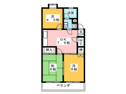 中濃ハイツ(3DK/3階)の間取り写真