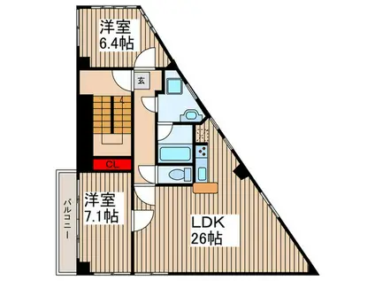 三郷早稲田ビル(2LDK/3階)の間取り写真