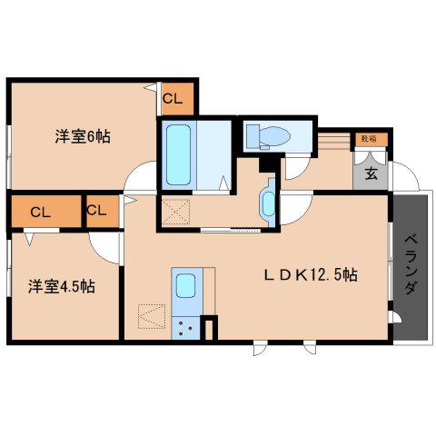 グランエスト(2LDK/1階)の間取り写真