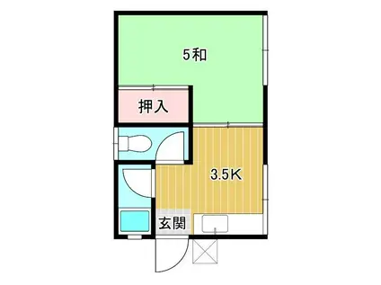 龍巳荘(1K/2階)の間取り写真