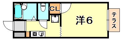 ラポール(1K/1階)の間取り写真
