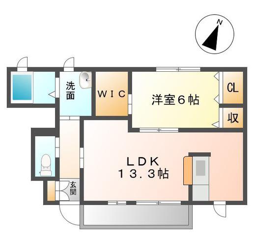 エアリーヒルズ海田(1LDK/1階)の間取り写真