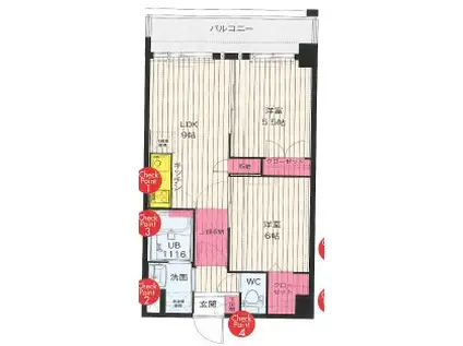 NO.88マリナゲートサンズ(2LDK/8階)の間取り写真