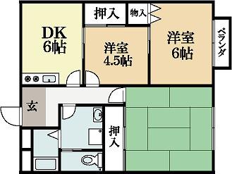 サンハイツ辻(3DK/1階)の間取り写真