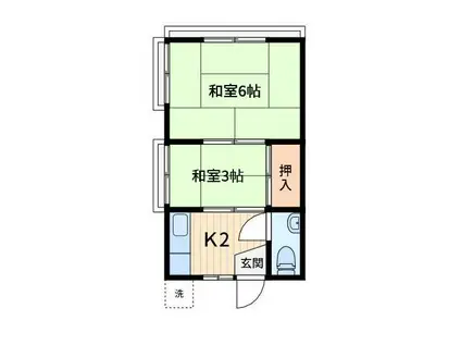 陽光荘(2K/2階)の間取り写真
