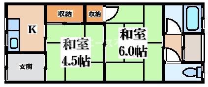 北岸文化(2K/1階)の間取り写真