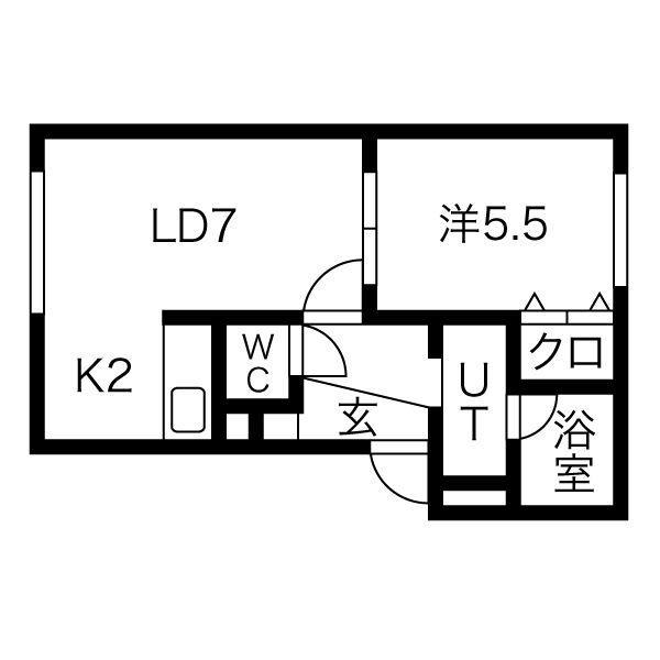 イーグルサウス17B(1LDK/2階)の間取り写真