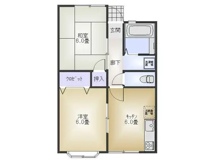 ロマン山崎(2DK/1階)の間取り写真