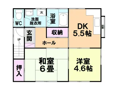 JR香椎線 宇美駅 徒歩13分 2階建 築37年(2DK/2階)の間取り写真