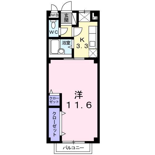 グランディール江木(1K/2階)の間取り写真