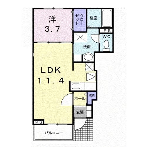 プリムローズ I(1LDK/1階)の間取り写真