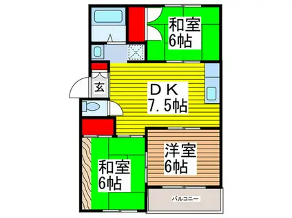ドミール吉田(3DK/3階)の間取り写真