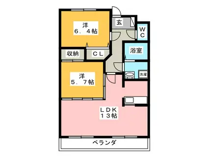 BROAD RIFFLE(2LDK/3階)の間取り写真