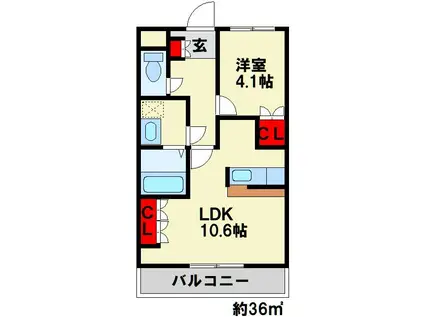 ST..サンライズ(1LDK/2階)の間取り写真