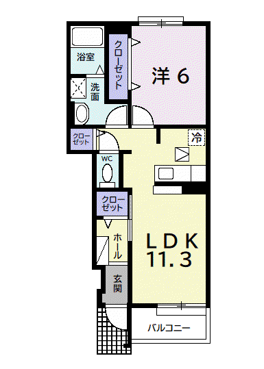 ファイン スクエア(1LDK/1階)の間取り写真