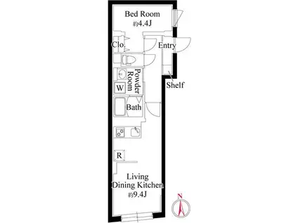 エクサム旗の台II(1LDK/1階)の間取り写真