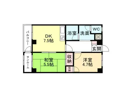 ビルトマンション西宮(2DK/4階)の間取り写真