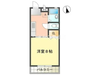 ウエストシティ90(1DK/2階)の間取り写真