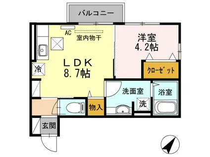 セジュール合川南(1LDK/1階)の間取り写真