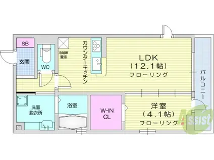 グランクード3(1LDK/1階)の間取り写真