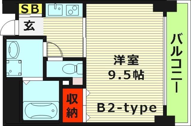 ウィスタリア京橋(1K/2階)の間取り写真