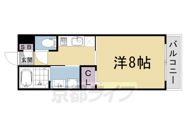 CREST TAPP京都丹波口II(1K/1階)の間取り写真