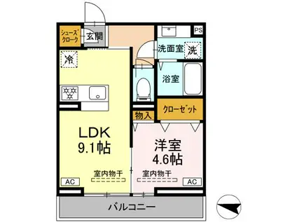 アンスリウム湘南台(1LDK/3階)の間取り写真