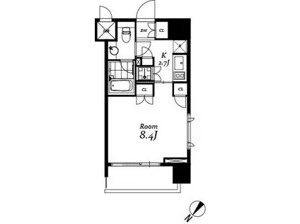 チェスターコート御茶ノ水(1K/4階)の間取り写真